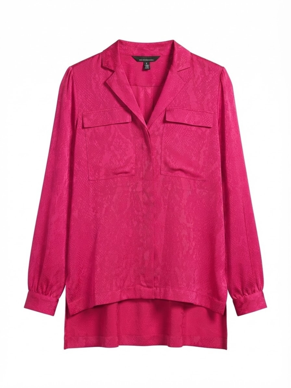 White House Black Market Fuchsia Long-Sleeve Utility Blouse